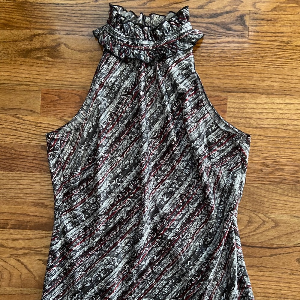 Tapemeasure Silky Sleeveless Ruffled Blouse